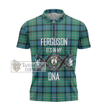 Ferguson (Fergusson) Tartan Zipper Polo Shirt with Family Crest DNA In Me Style - Tartanvibesclothing Shop