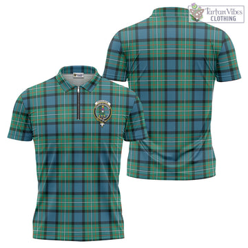 Tartan Vibes Clothing Ferguson Ancient Tartan Zipper Polo Shirt with Family Crest