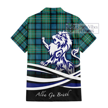 Ferguson (Fergusson) Tartan Short Sleeve Button Shirt with Alba Gu Brath Regal Lion Emblem - Tartanvibesclothing Shop
