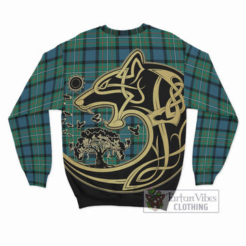 Ferguson (Fergusson) Tartan Sweatshirt with Family Crest Celtic Wolf Style - Tartan Vibes Clothing