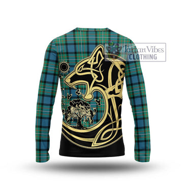 Ferguson (Fergusson) Tartan Long Sleeve T-Shirt with Family Crest Celtic Wolf Style - Tartan Vibes Clothing