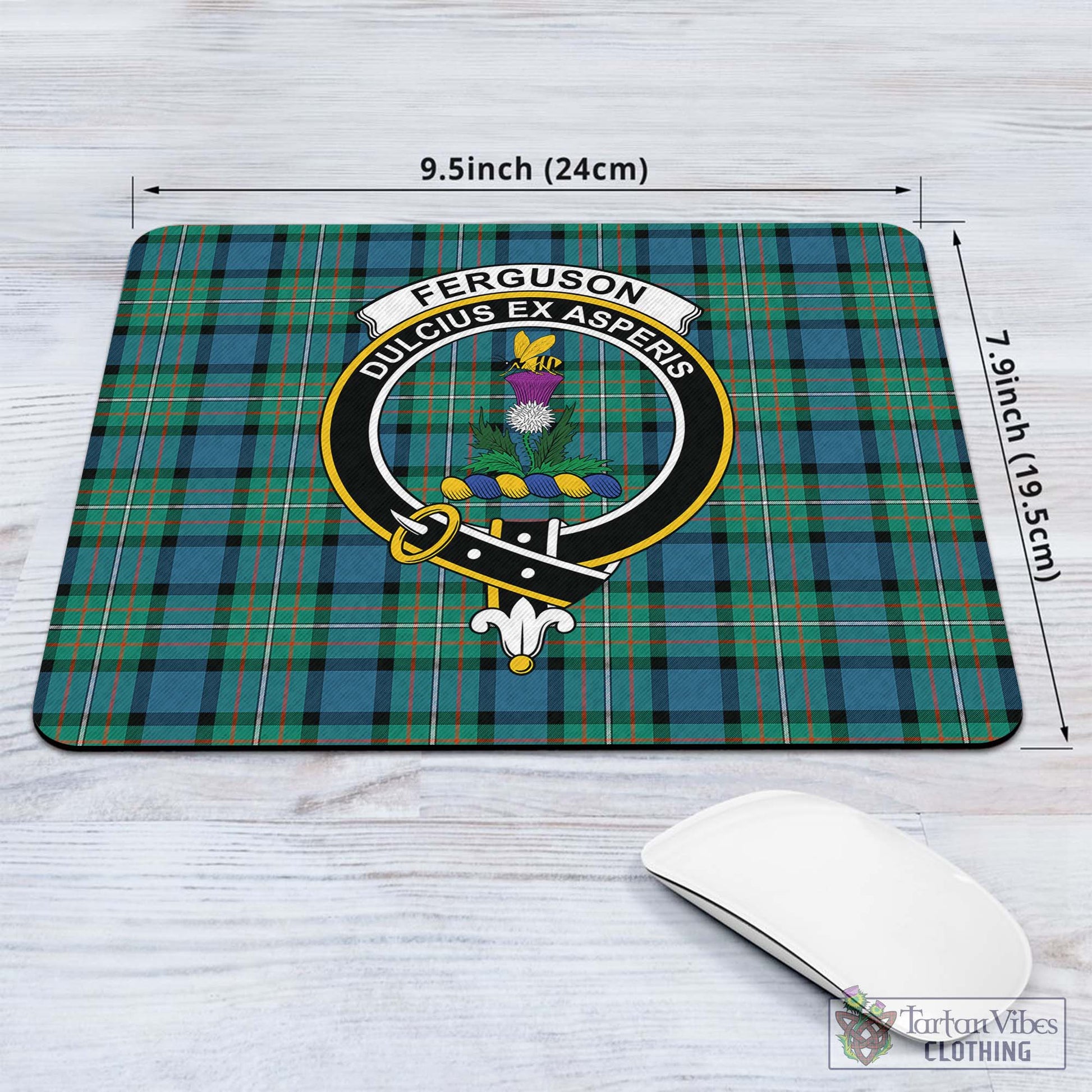 Tartan Vibes Clothing Ferguson Ancient Tartan Mouse Pad with Family Crest