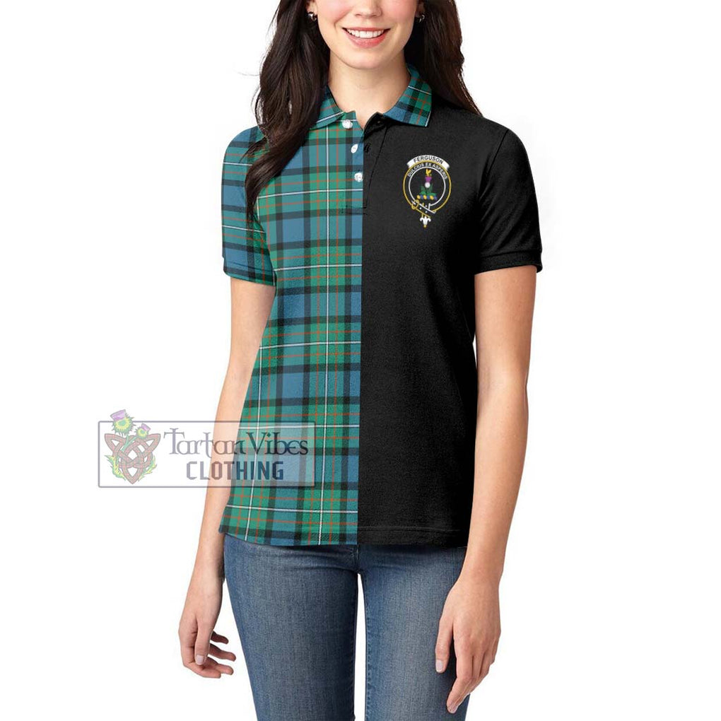 Ferguson (Fergusson) Tartan Women's Polo Shirt with Family Crest and Half Of Me Style - Tartanvibesclothing Shop