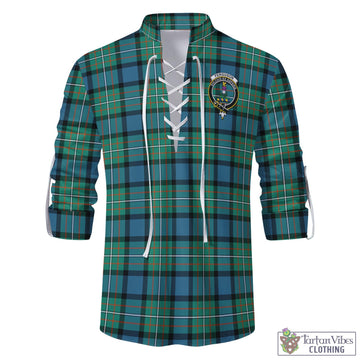 Tartan Vibes Clothing Ferguson Ancient Tartan Men's Scottish Traditional Jacobite Ghillie Kilt Shirt with Family Crest