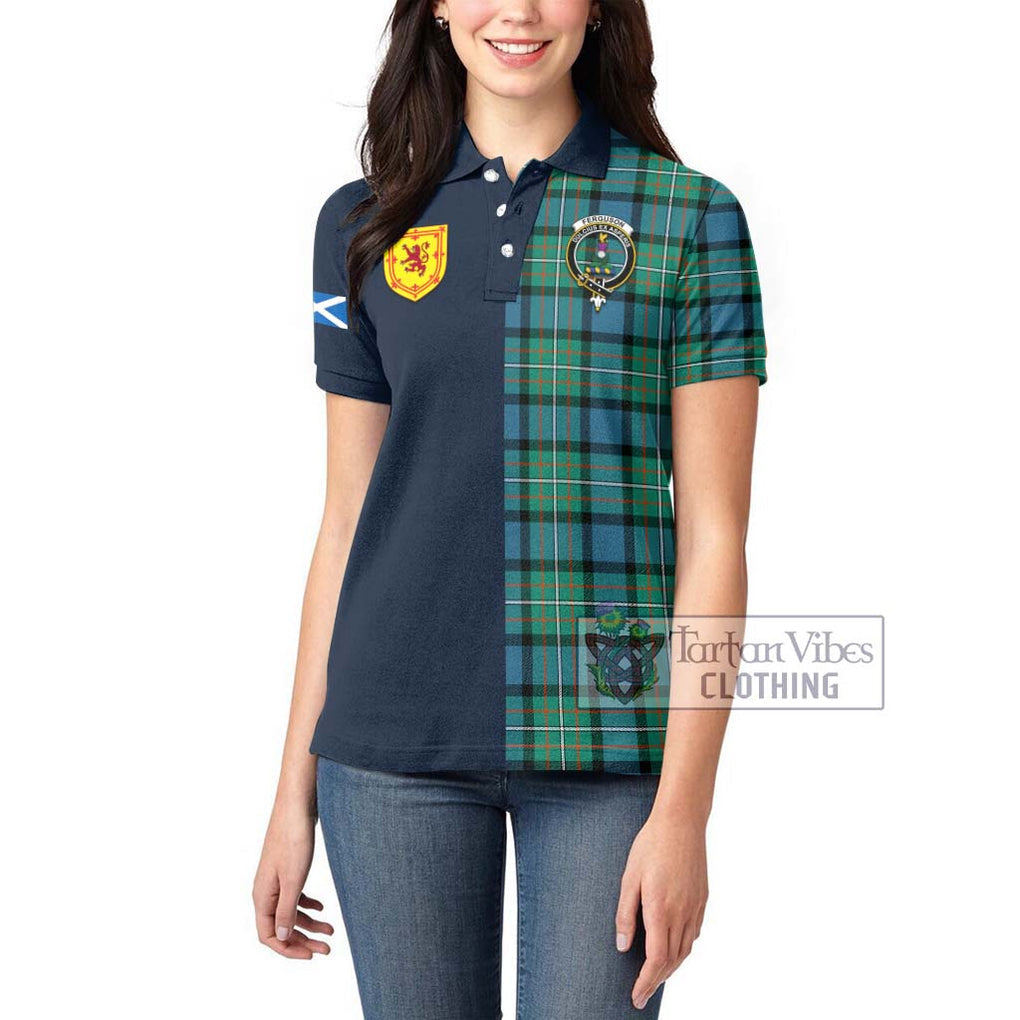Tartan Vibes Clothing Ferguson Ancient Tartan Women's Polo Shirt with Scottish Lion Royal Arm Half Style
