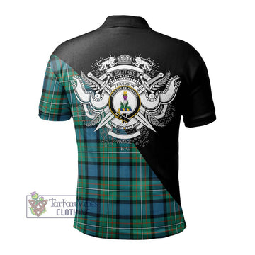 Ferguson (Fergusson) Tartan Polo Shirt with Family Crest and Military Logo Style - Tartanvibesclothing Shop