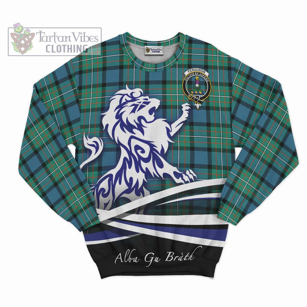 Ferguson (Fergusson) Tartan Sweatshirt with Alba Gu Brath Regal Lion Emblem - Tartanvibesclothing Shop