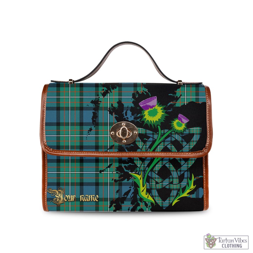 Tartan Vibes Clothing Ferguson Ancient Tartan Waterproof Canvas Bag with Scotland Map and Thistle Celtic Accents