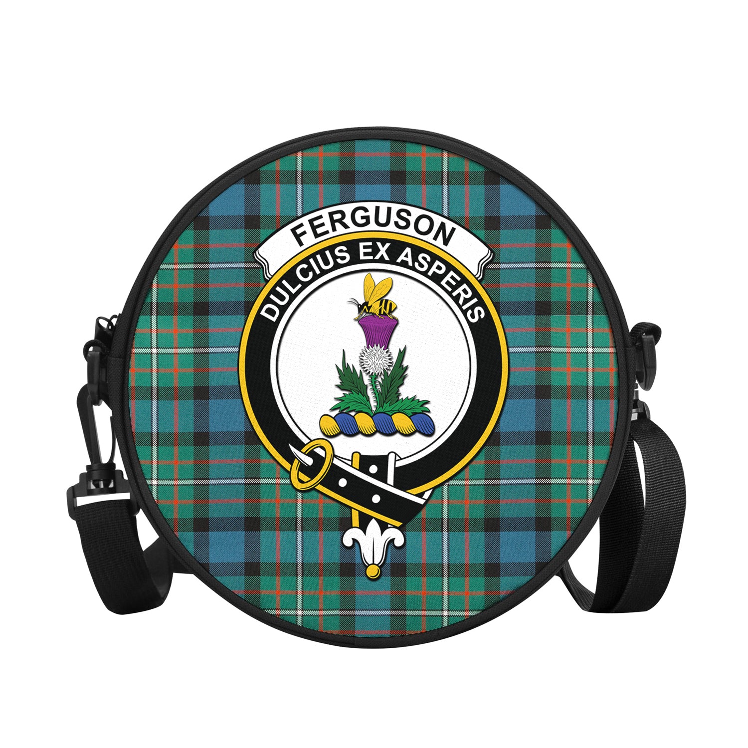 ferguson-ancient-tartan-round-satchel-bags-with-family-crest