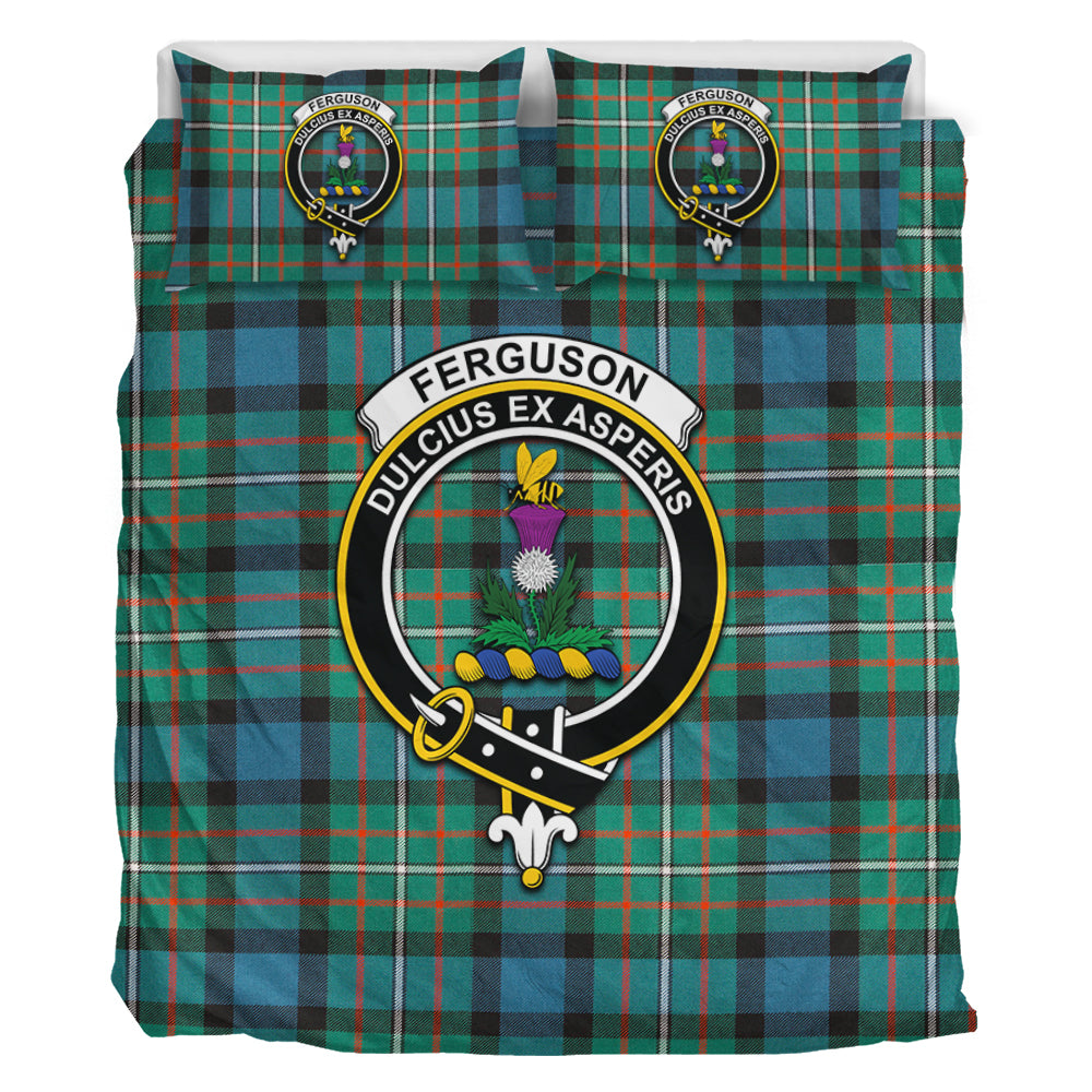 Ferguson (Fergusson) Tartan Bedding Set with Family Crest - Tartan Vibes Clothing