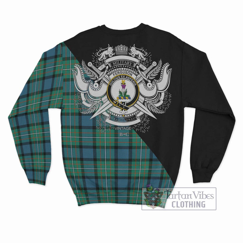 Ferguson (Fergusson) Tartan Sweatshirt with Family Crest and Military Logo Style - Tartanvibesclothing Shop