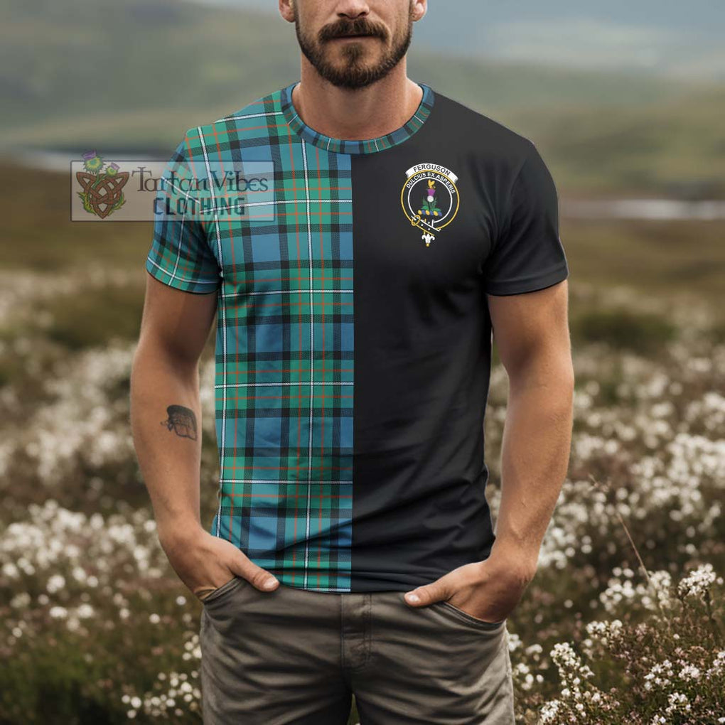 Ferguson (Fergusson) Tartan T-Shirt with Family Crest and Half Of Me Style - Tartanvibesclothing Shop