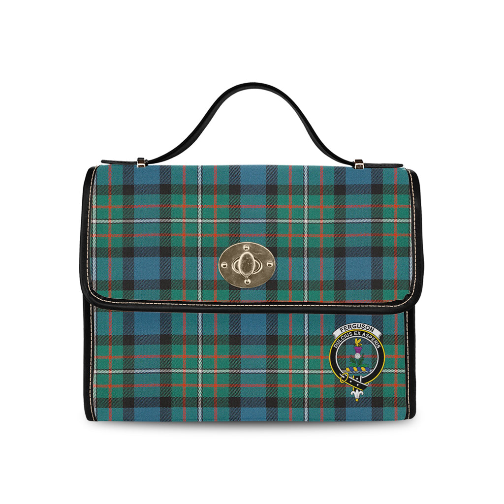ferguson-ancient-tartan-leather-strap-waterproof-canvas-bag-with-family-crest