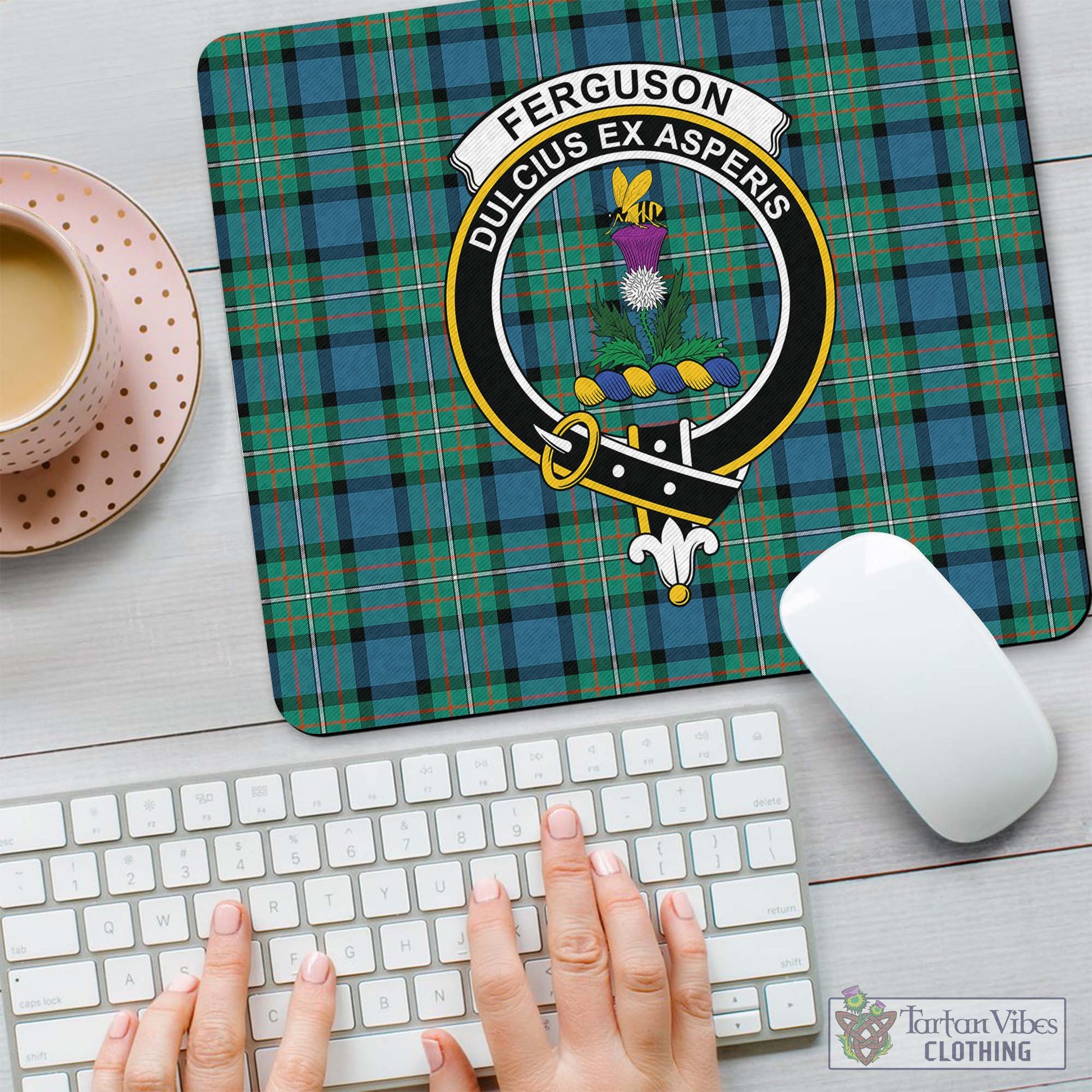 Tartan Vibes Clothing Ferguson Ancient Tartan Mouse Pad with Family Crest
