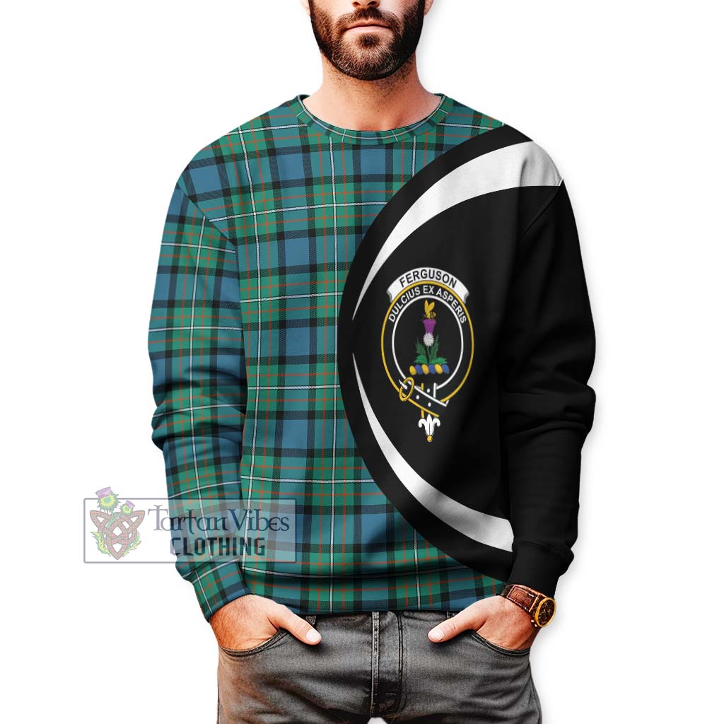 Ferguson (Fergusson) Tartan Sweatshirt with Family Crest Circle Style - Tartan Vibes Clothing
