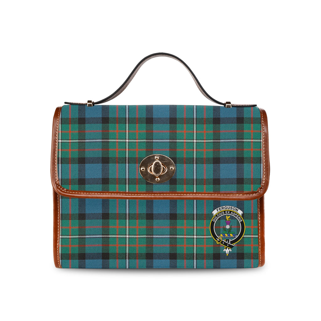 ferguson-ancient-tartan-leather-strap-waterproof-canvas-bag-with-family-crest