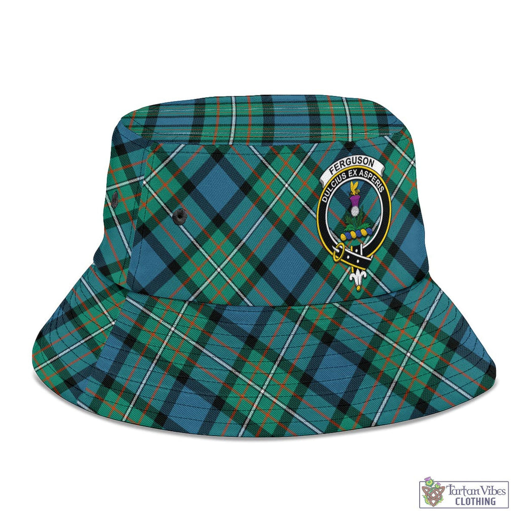 Tartan Vibes Clothing Ferguson Ancient Tartan Bucket Hat with Family Crest