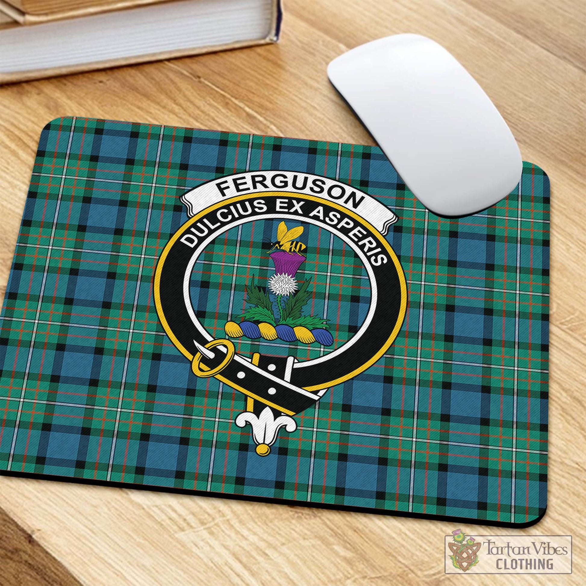 Tartan Vibes Clothing Ferguson Ancient Tartan Mouse Pad with Family Crest