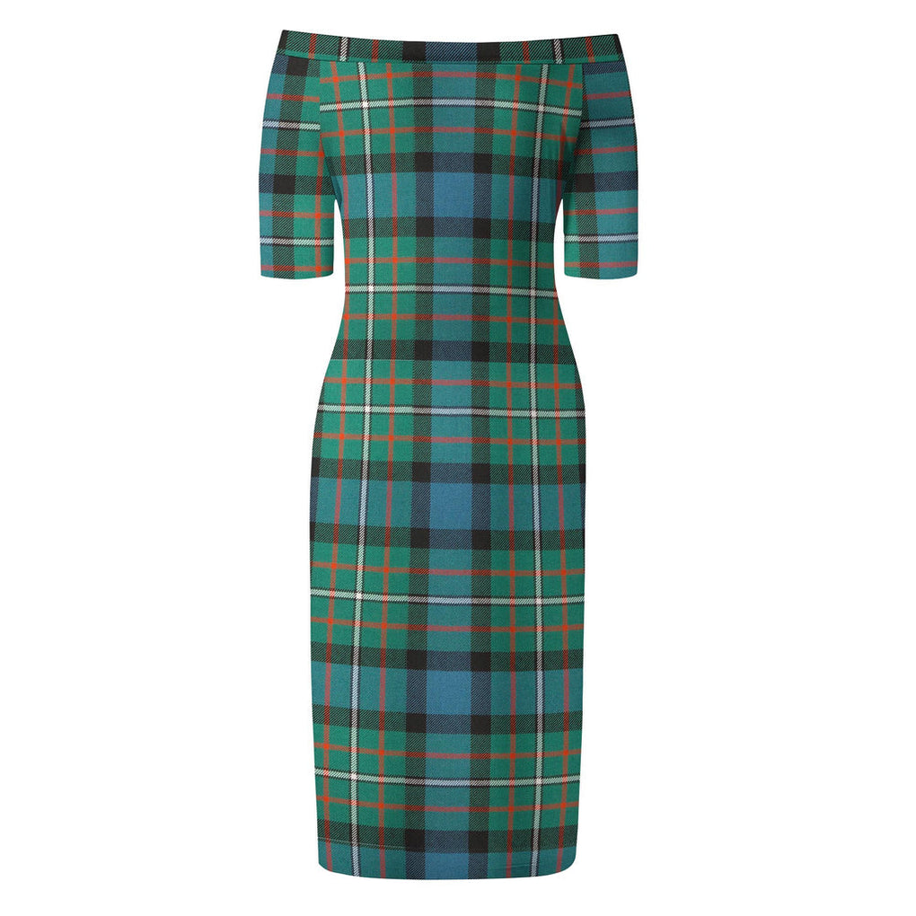 Ferguson Ancient Tartan Off Shoulder Lady Dress - Tartanvibesclothing