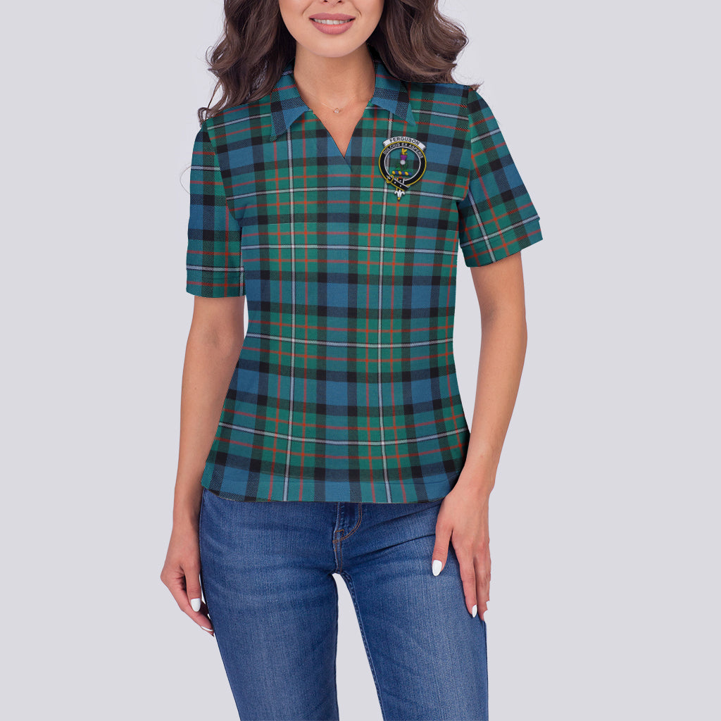 ferguson-ancient-tartan-polo-shirt-with-family-crest-for-women