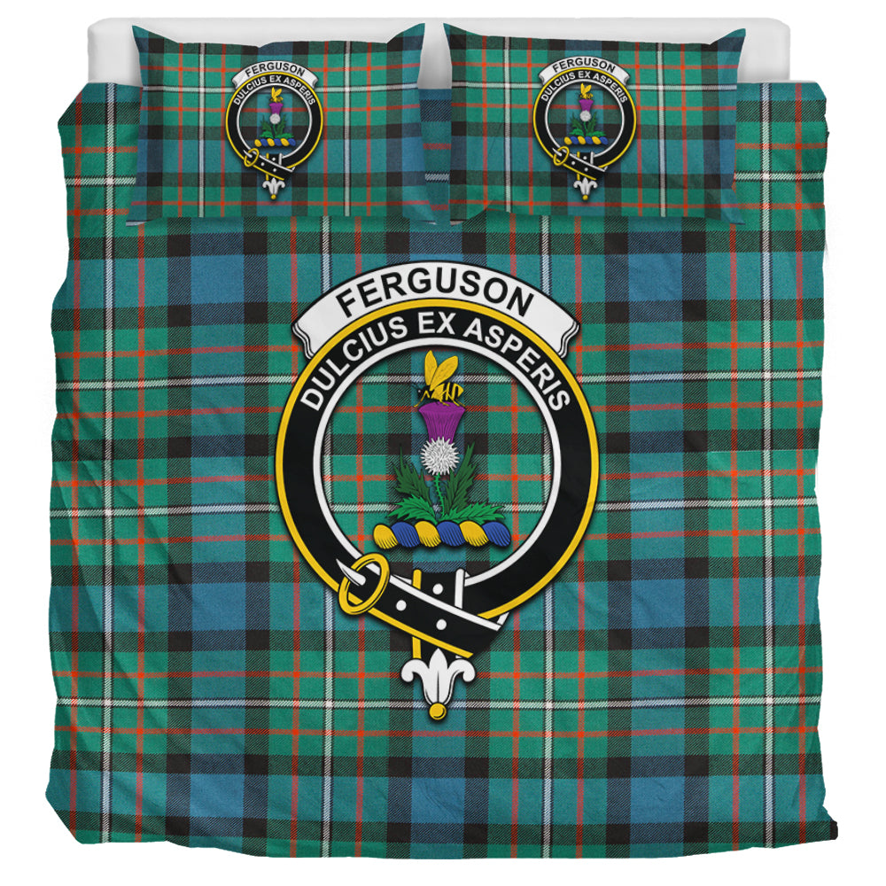Ferguson (Fergusson) Tartan Bedding Set with Family Crest UK Bedding Set UK Super King 104*94 inch - Tartan Vibes Clothing