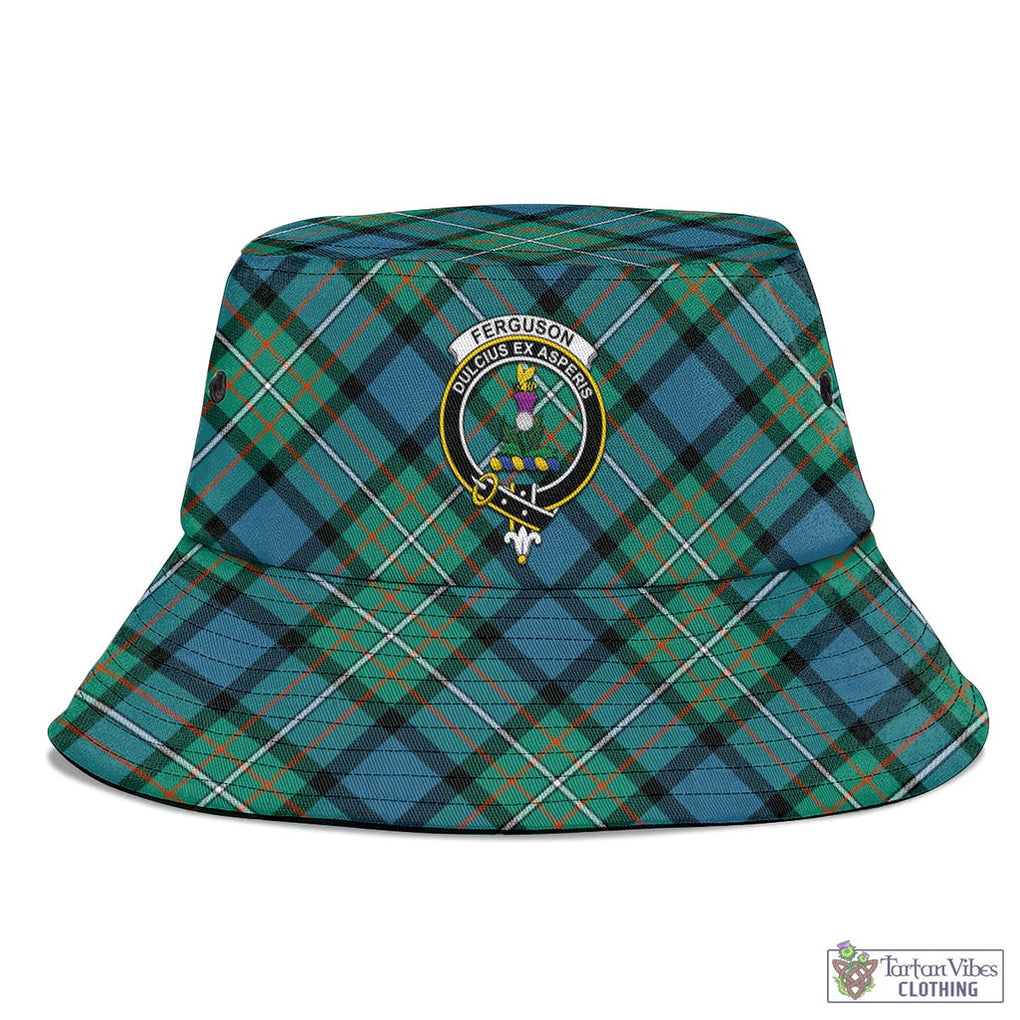 Tartan Vibes Clothing Ferguson Ancient Tartan Bucket Hat with Family Crest