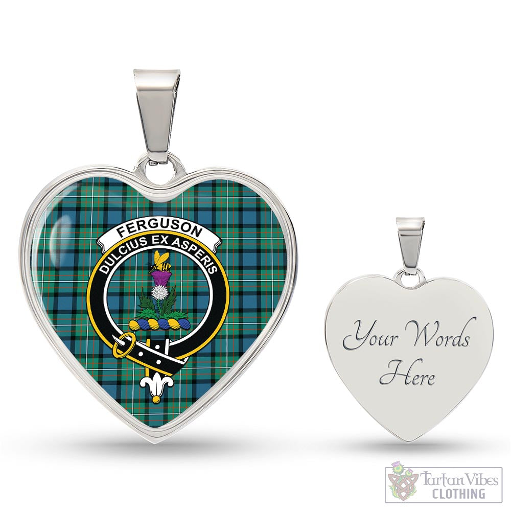 Tartan Vibes Clothing Ferguson Ancient Tartan Heart Necklace with Family Crest