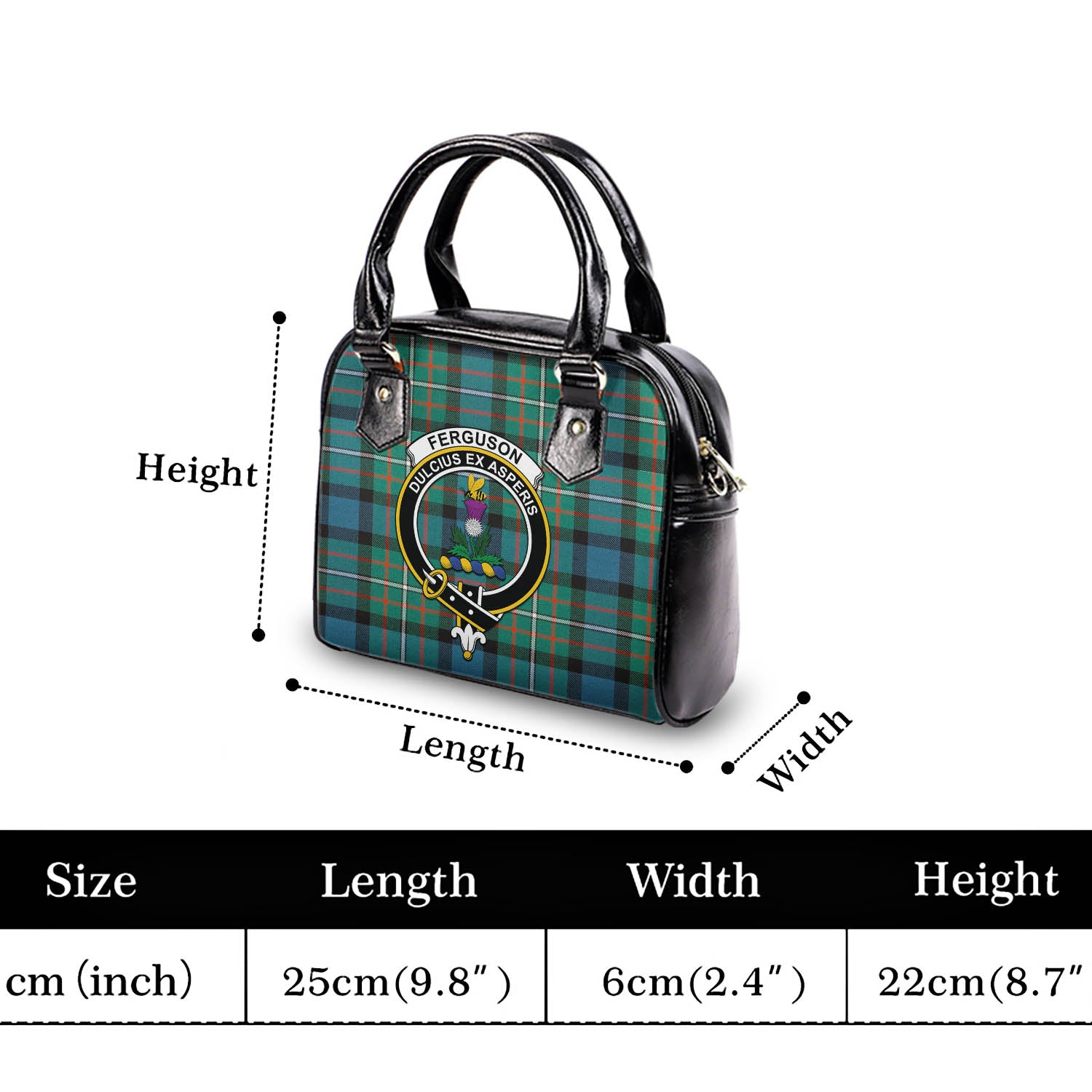 Ferguson Ancient Tartan Shoulder Handbags with Family Crest - Tartanvibesclothing