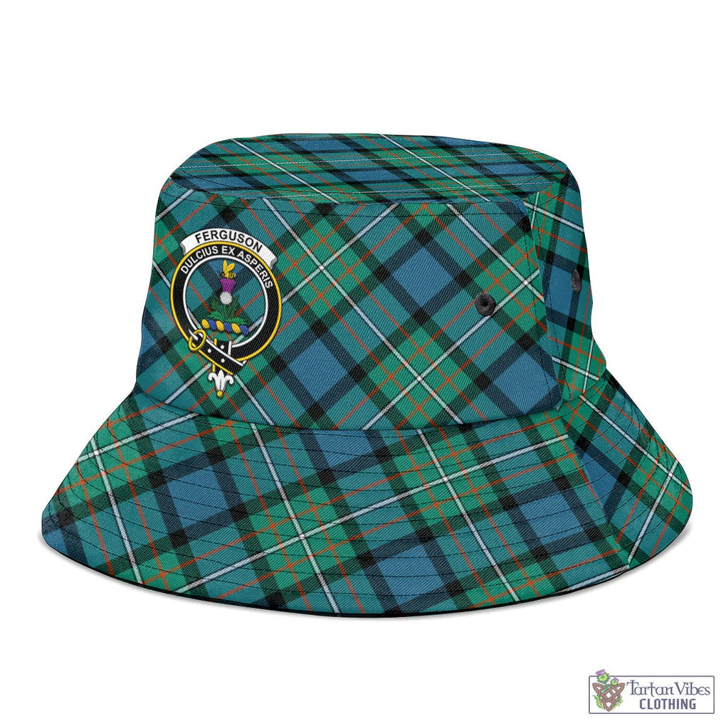 Tartan Vibes Clothing Ferguson Ancient Tartan Bucket Hat with Family Crest