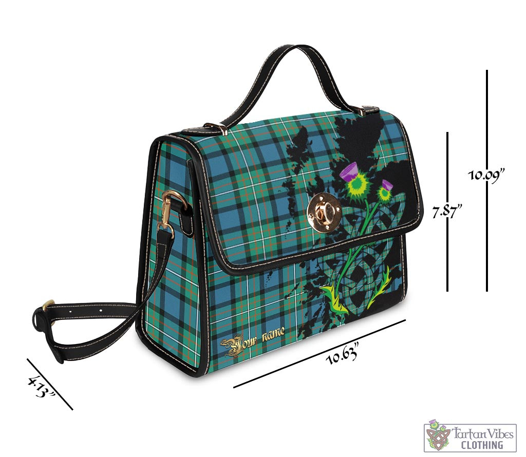 Tartan Vibes Clothing Ferguson Ancient Tartan Waterproof Canvas Bag with Scotland Map and Thistle Celtic Accents