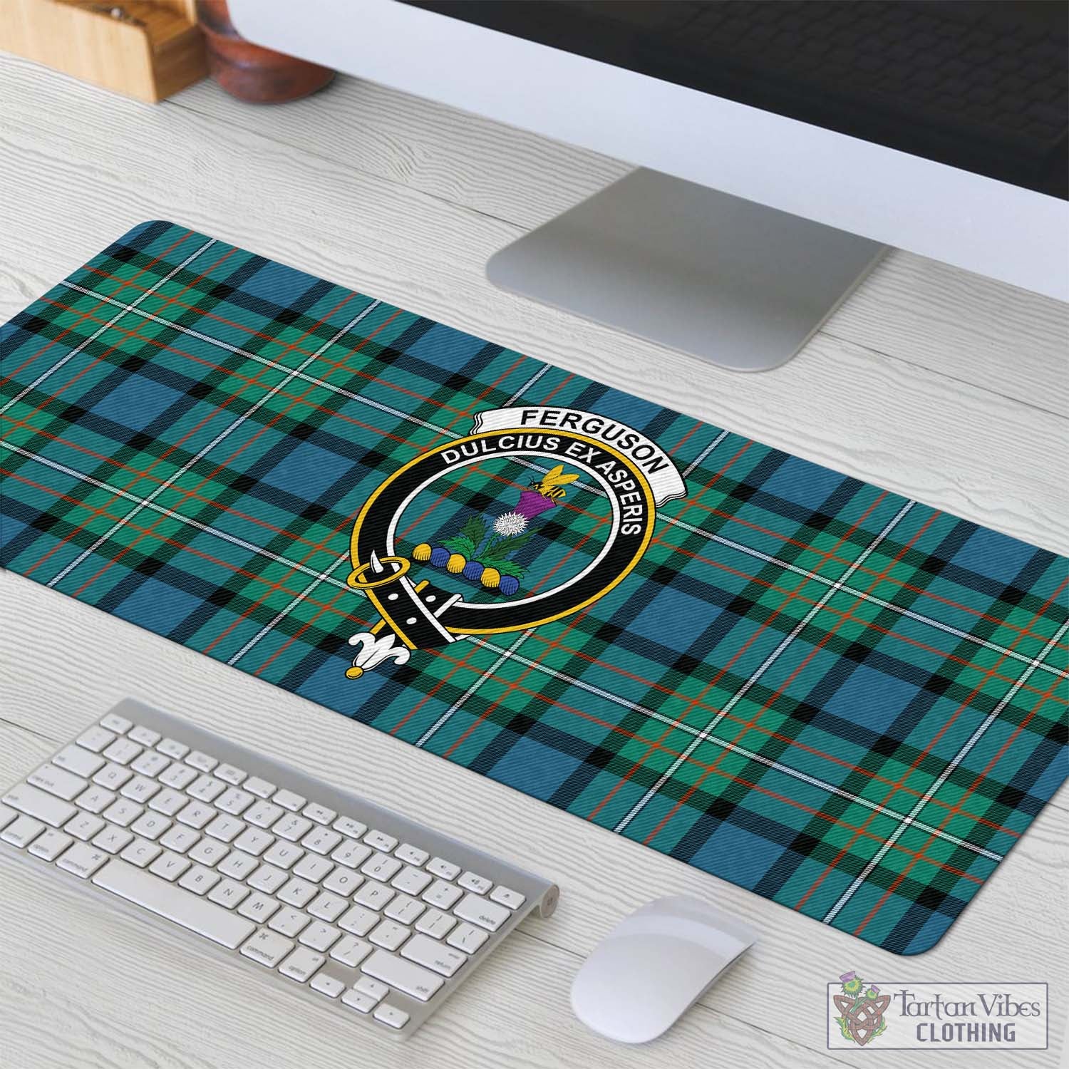 Tartan Vibes Clothing Ferguson Ancient Tartan Mouse Pad with Family Crest