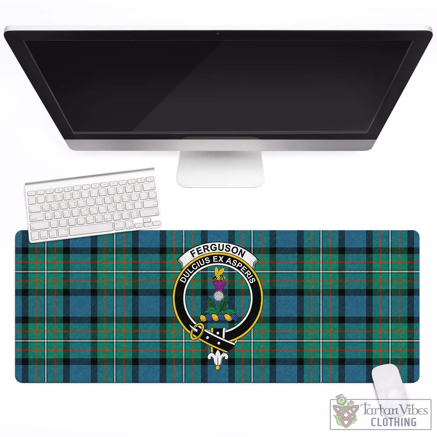 Tartan Vibes Clothing Ferguson Ancient Tartan Mouse Pad with Family Crest