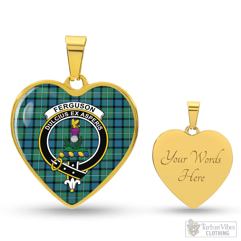 Tartan Vibes Clothing Ferguson Ancient Tartan Heart Necklace with Family Crest