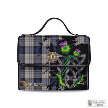 Ferguson Dress Tartan Waterproof Canvas Bag with Scotland Map and Thistle Celtic Accents