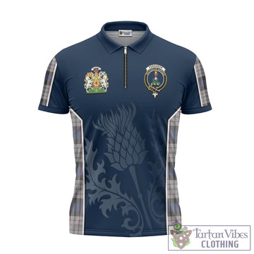 Ferguson Dress Tartan Zipper Polo Shirt with Family Crest and Scottish Thistle Vibes Sport Style