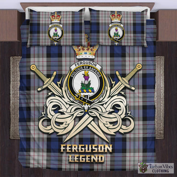 Ferguson Dress Tartan Bedding Set with Clan Crest and the Golden Sword of Courageous Legacy