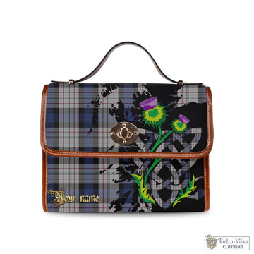 Ferguson Dress Tartan Waterproof Canvas Bag with Scotland Map and Thistle Celtic Accents
