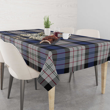 Ferguson Dress Tartan Tablecloth with Clan Crest and the Golden Sword of Courageous Legacy