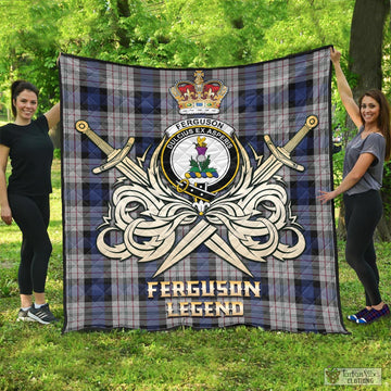 Ferguson Dress Tartan Quilt with Clan Crest and the Golden Sword of Courageous Legacy