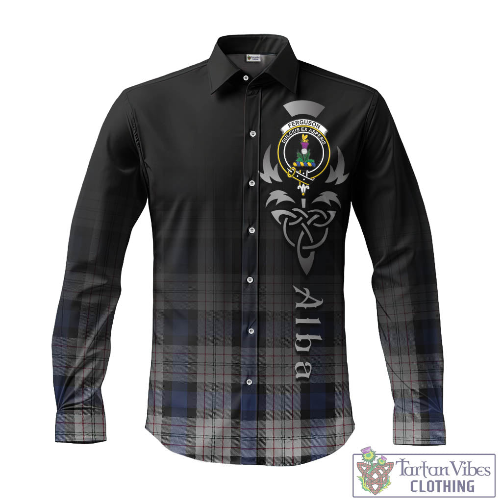 Tartan Vibes Clothing Ferguson Dress Tartan Long Sleeve Button Up Featuring Alba Gu Brath Family Crest Celtic Inspired