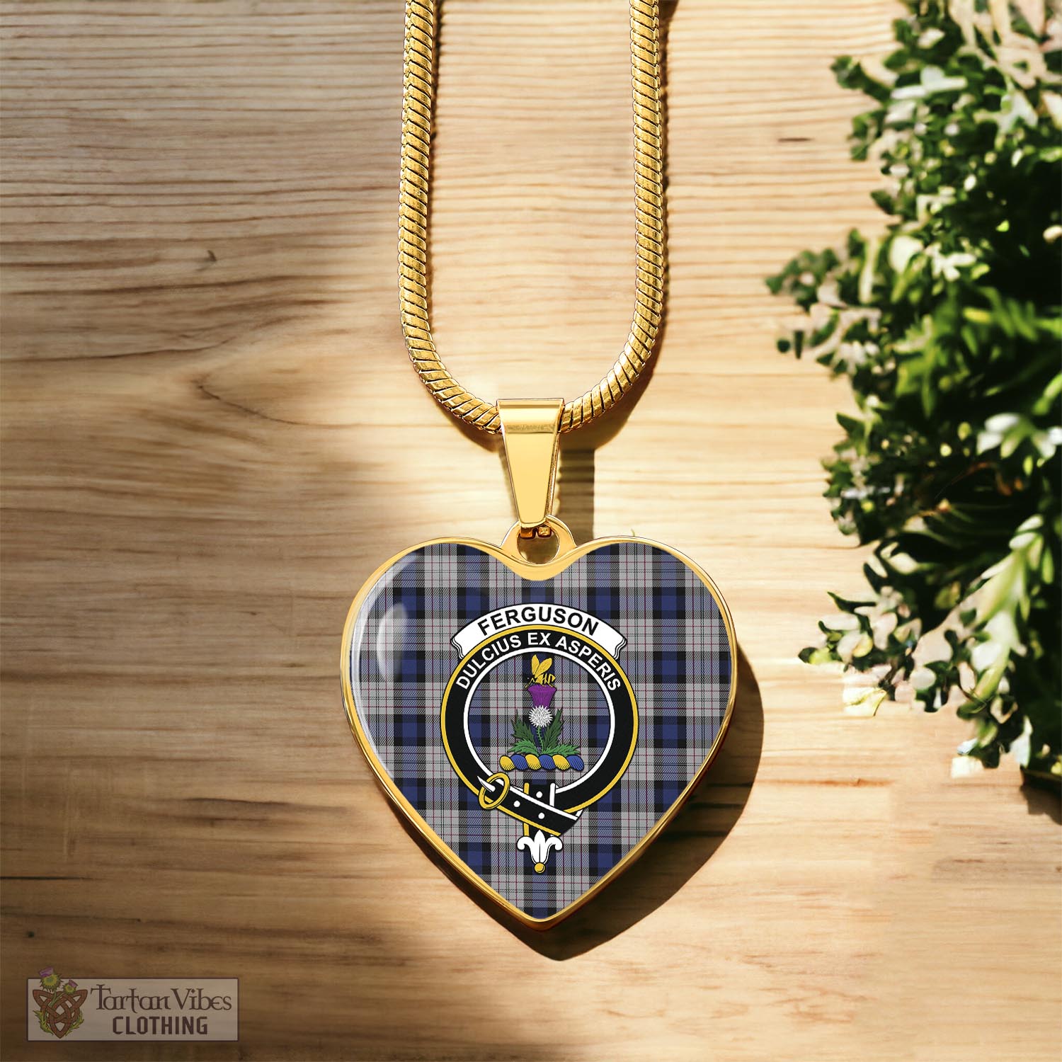 Tartan Vibes Clothing Ferguson Dress Tartan Heart Necklace with Family Crest