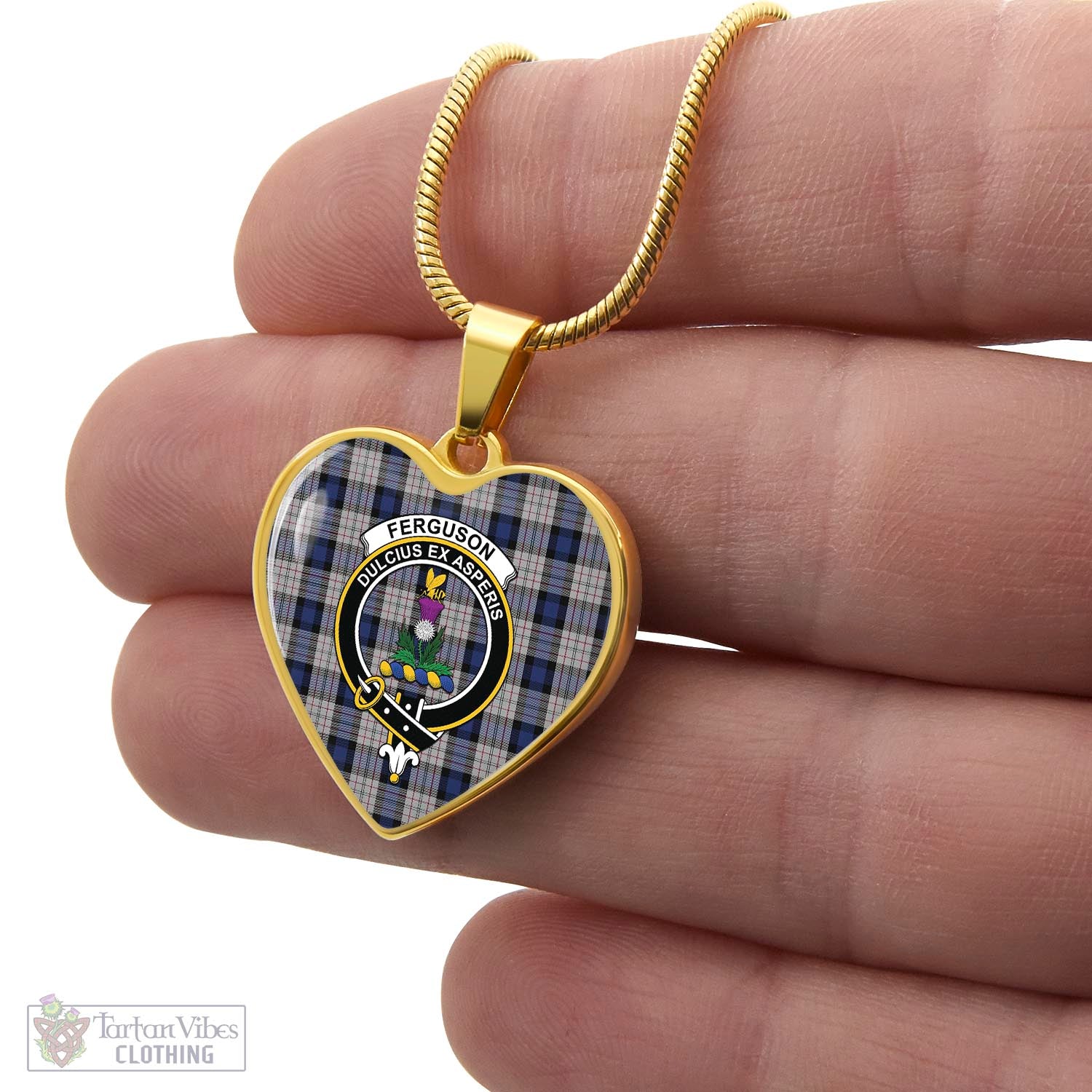 Tartan Vibes Clothing Ferguson Dress Tartan Heart Necklace with Family Crest