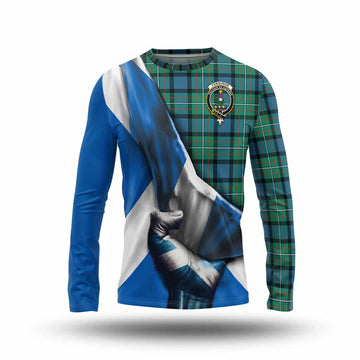 Tartan Vibes Clothing Ferguson (Fergusson) Tartan Long Sleeve T-Shirt with Family Crest Scotland Patriotic Style