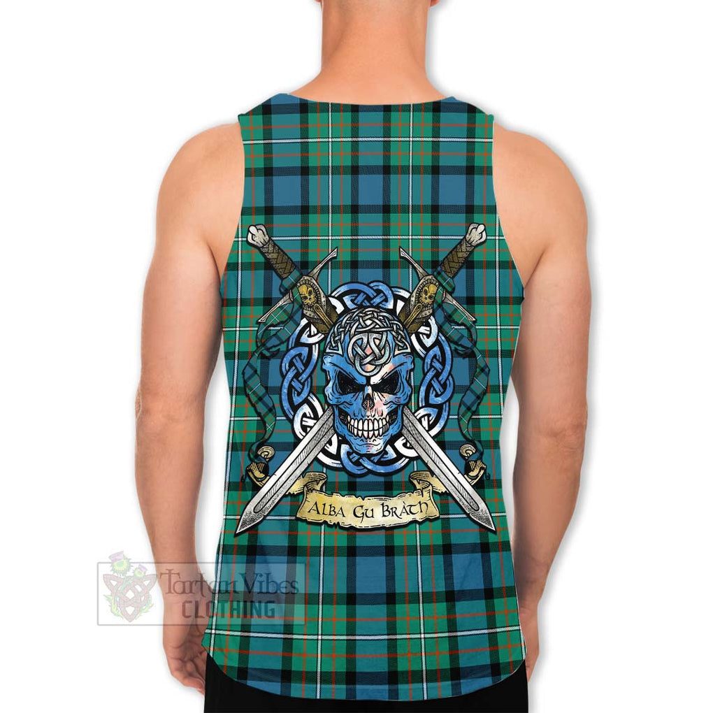 Tartan Vibes Clothing Ferguson (Fergusson) Tartan Men's Tank Top with Family Crest Celtic Skull Style