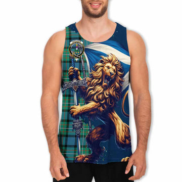 Tartan Vibes Clothing Ferguson (Fergusson) Tartan Family Crest Men's Tank Top with Scottish Majestic Lion