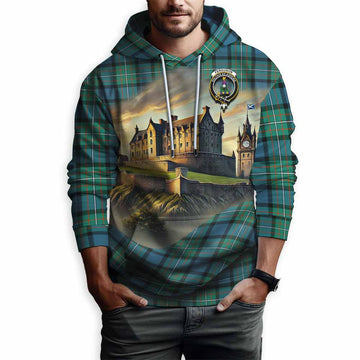 Ferguson (Fergusson) Tartan Family Crest Hoodie with Scottish Ancient Castle Style