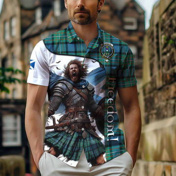 Tartan Vibes Clothing Ferguson (Fergusson) Crest Tartan Short Sleeve Button Shirt Inspired by the Freedom of Scottish Warrior