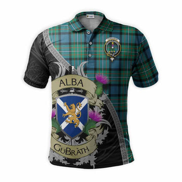Ferguson (Fergusson) Tartan Family Crest Polo Shirt Lion Rampant Royal Thistle Shield Celtic Inspired