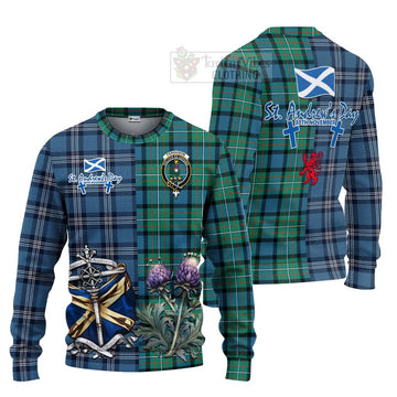 Tartan Vibes Clothing Ferguson (Fergusson) Tartan Knitted Sweater Happy St. Andrew's Day Half Tartan Style