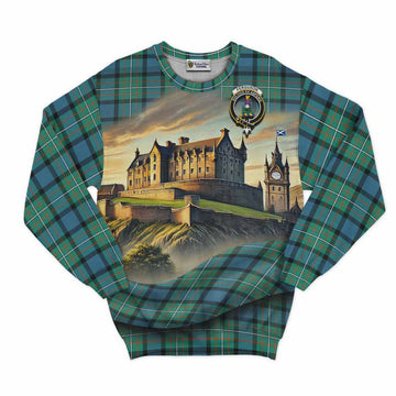 Tartan Vibes Clothing Ferguson (Fergusson) Tartan Family Crest Sweatshirt with Scottish Ancient Castle Style